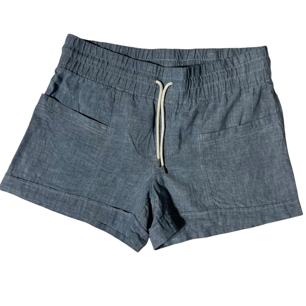 Athleta Womens Cabo 4" Linen Shorts Size 14 Blue Drawstring With Pockets‎ - Picture 4 of 12